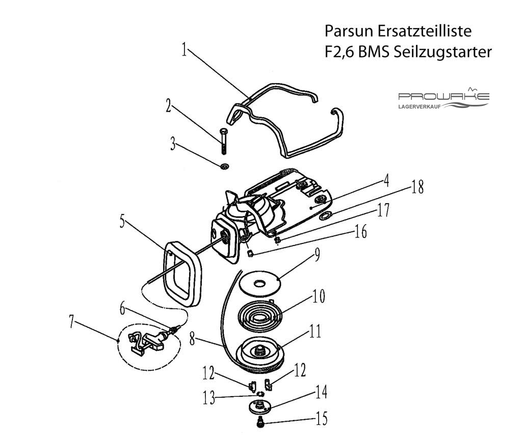Parsun F2.6  Ersatzteile / Spare Parts: Seilzugstarter