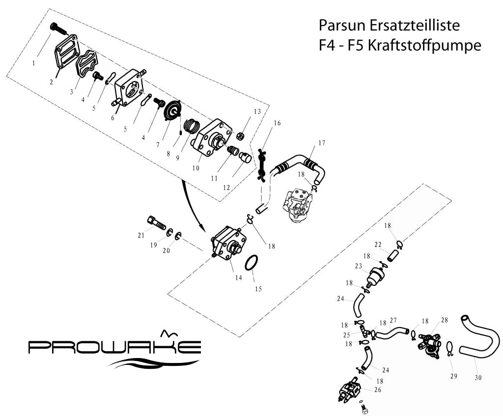 Parsun F4/F5  Ersatzteile / Spare Parts: Kraftstoffpumpe