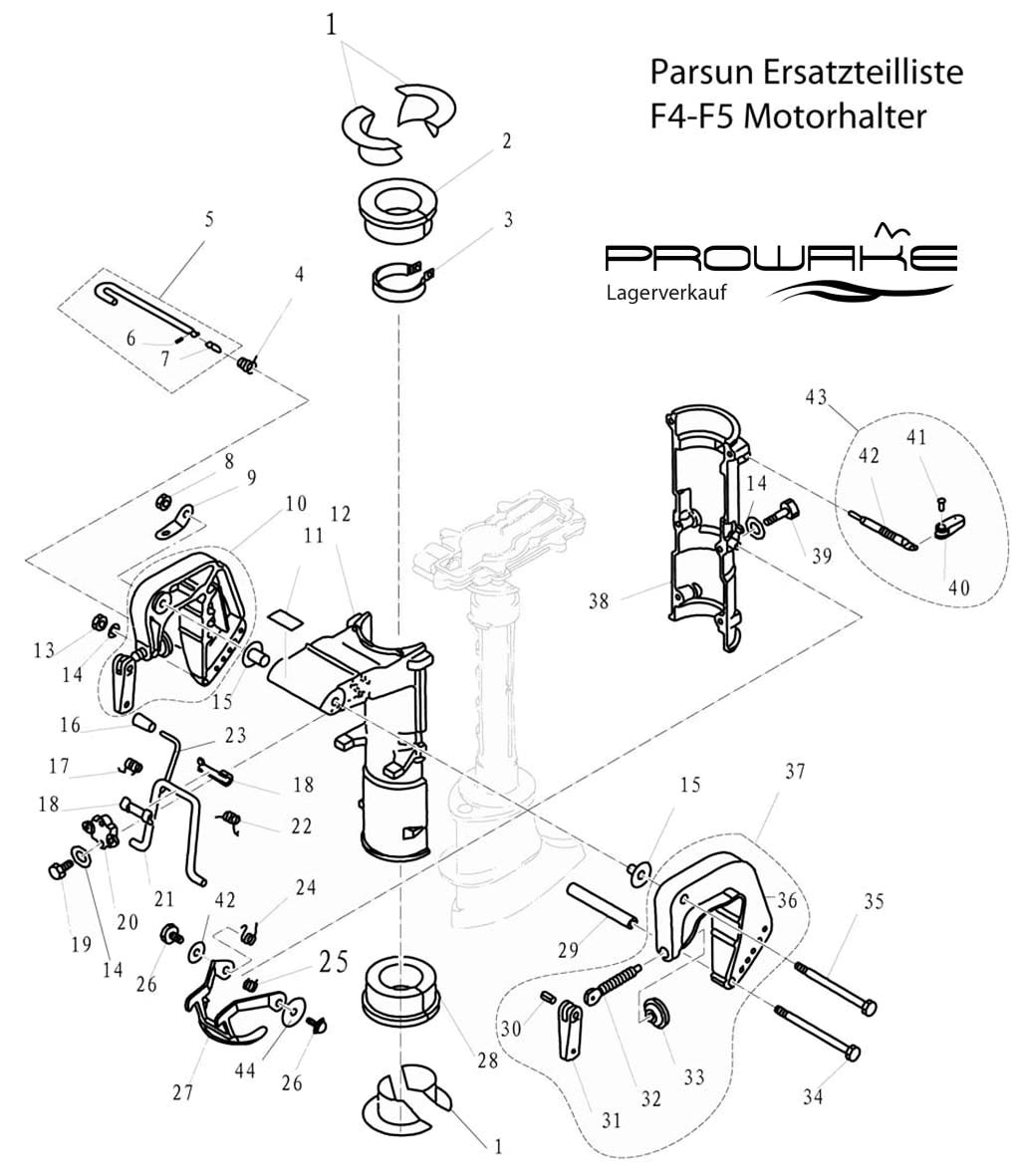 Parsun F4/F5  Ersatzteile / Spare Parts: Motorhalterung