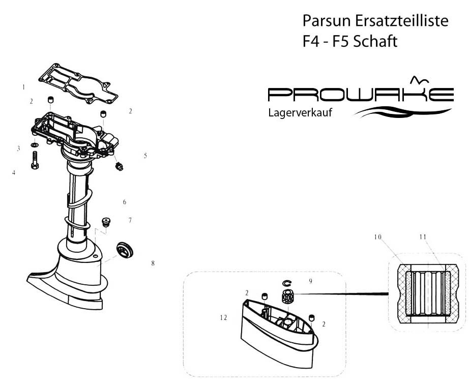Parsun F4/F5  Ersatzteile / Spare Parts: Schaft