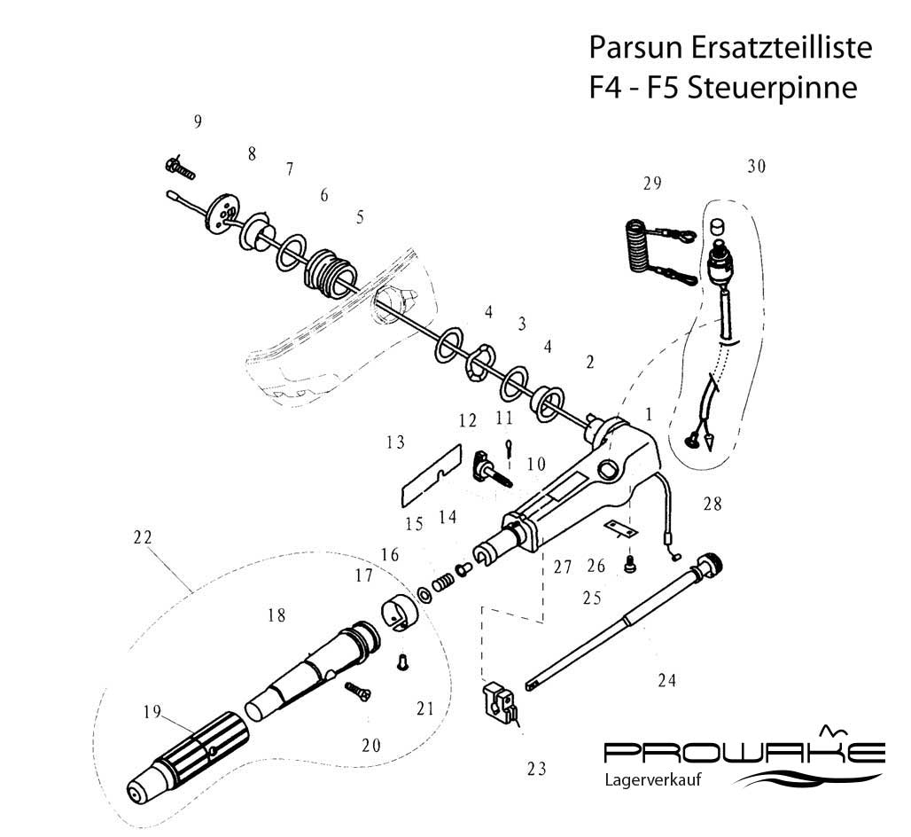 Parsun F4/F5  Ersatzteile / Spare Parts: Steuerpinne