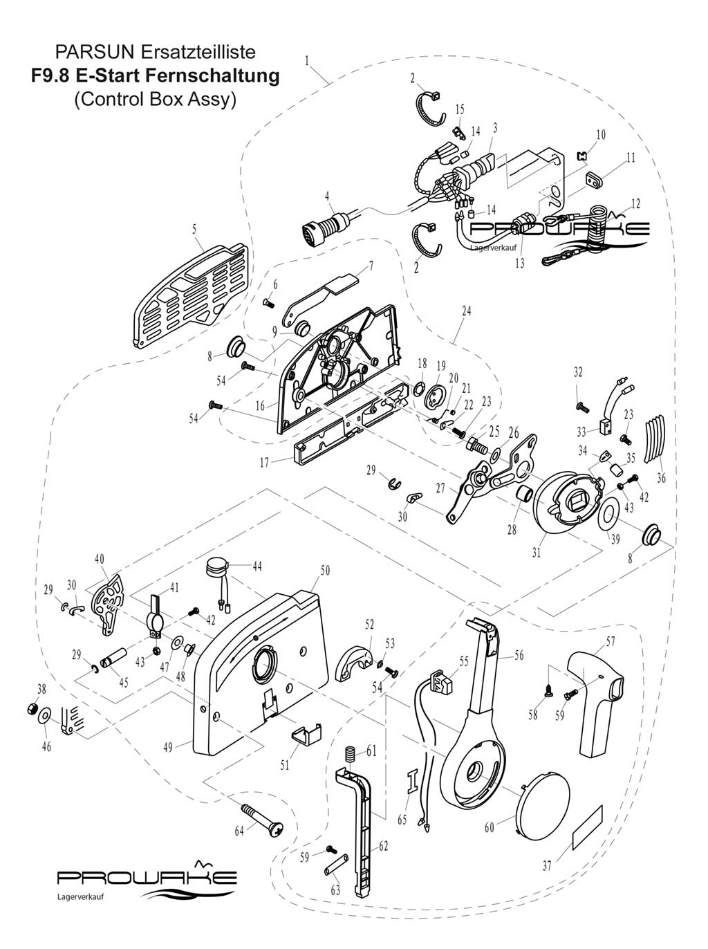 Parsun F9.8  Ersatzteile / Spare Parts: E-Start Fernschaltung