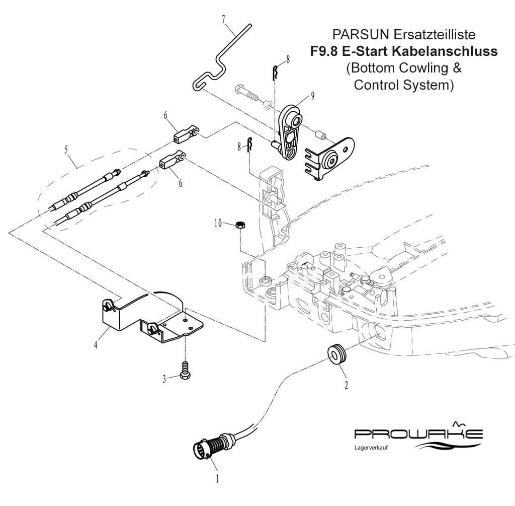 Parsun F9.8  Ersatzteile / Spare Parts: E-Start Kabelanschluss