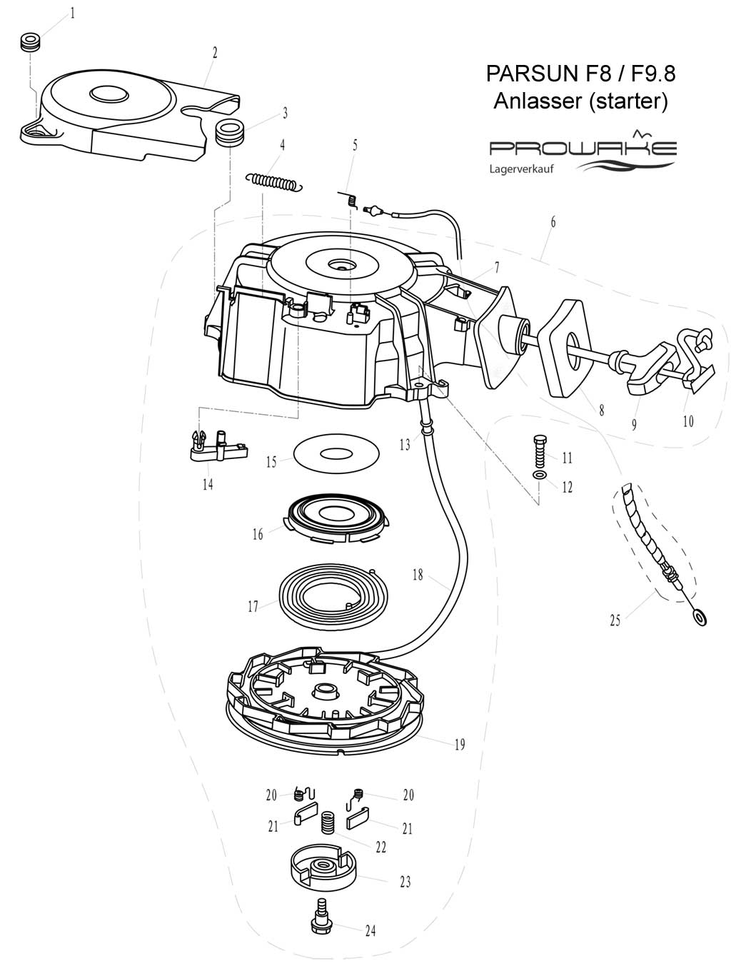 Parsun F4/F5  Ersatzteile / Spare Parts: Anlasser