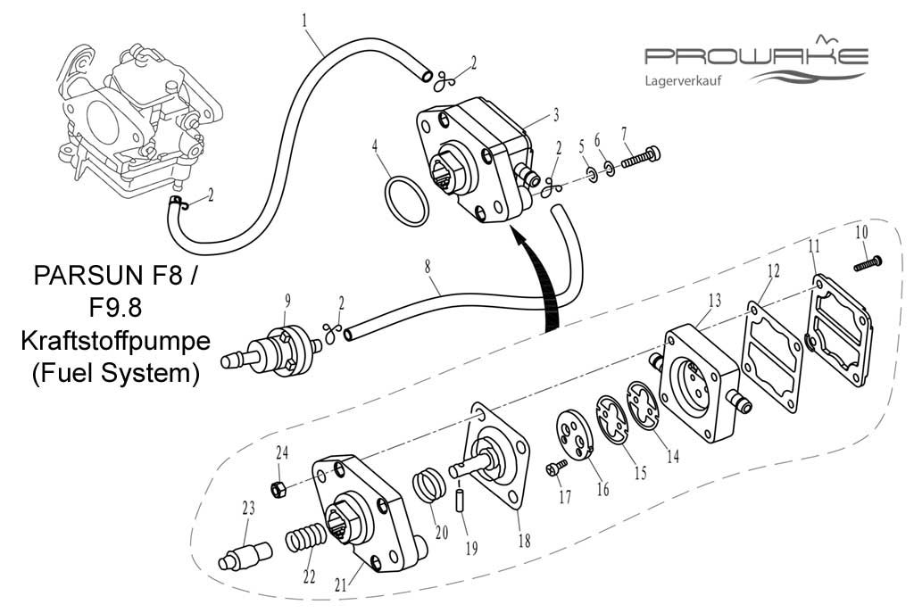 Parsun F9.8  Ersatzteile / Spare Parts: Kraftstoffpumpe