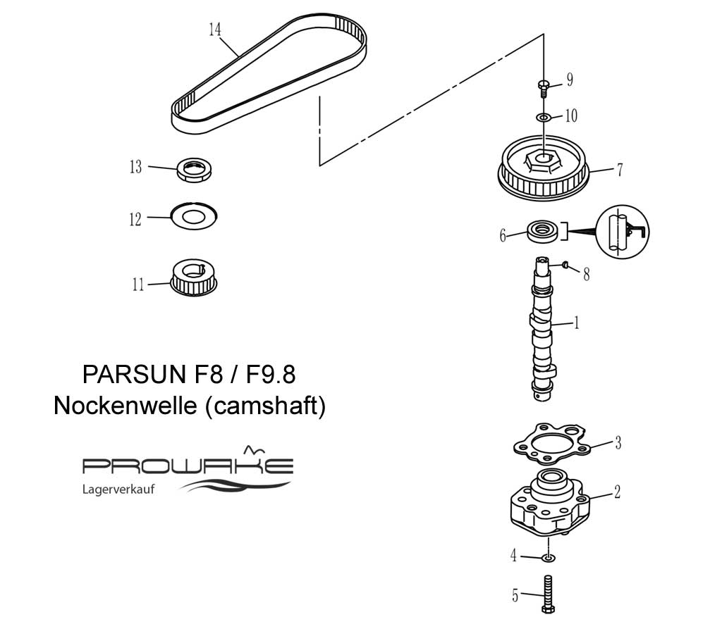 Parsun F9.8  Ersatzteile / Spare Parts: Nockenwelle
