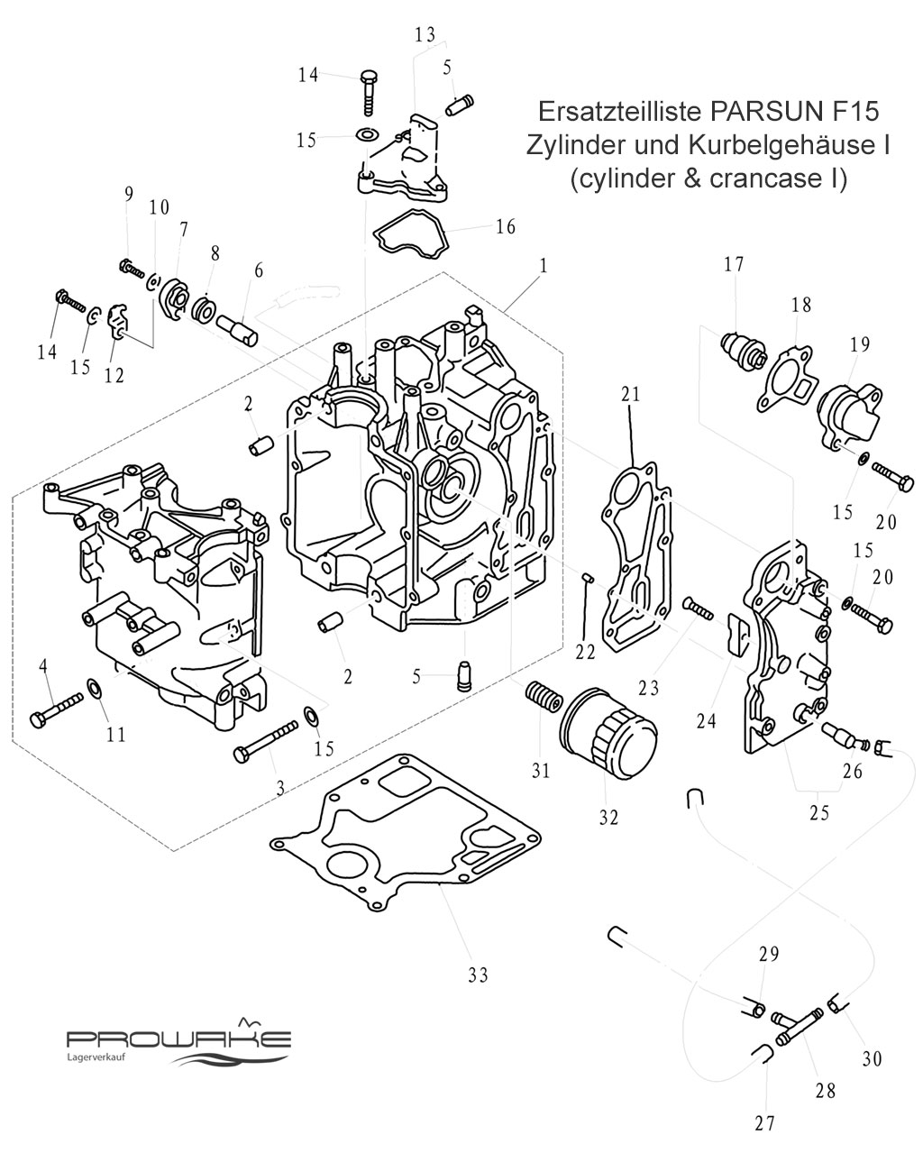 Parsun F15 (B)  Ersatzteile / Spare Parts: Zylinder+Kurbelgehäuse I