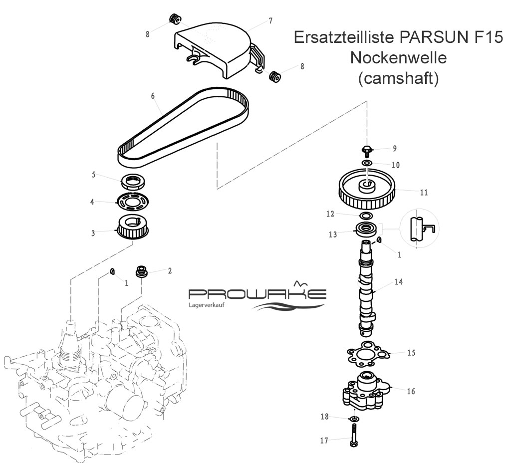 Parsun F15 (B)  Ersatzteile / Spare Parts: Nockenwelle
