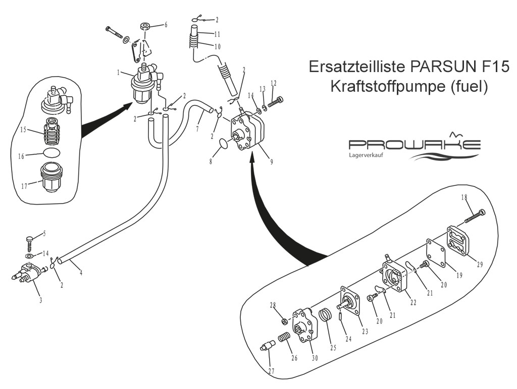 Parsun F15 (B)  Ersatzteile / Spare Parts: Kraftstoffpumpe