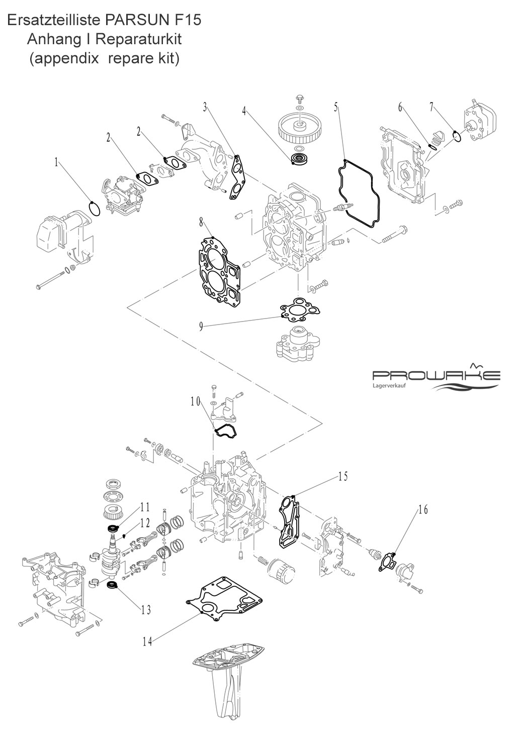 Parsun F15 (B)  Ersatzteile / Spare Parts: Reparaturset I