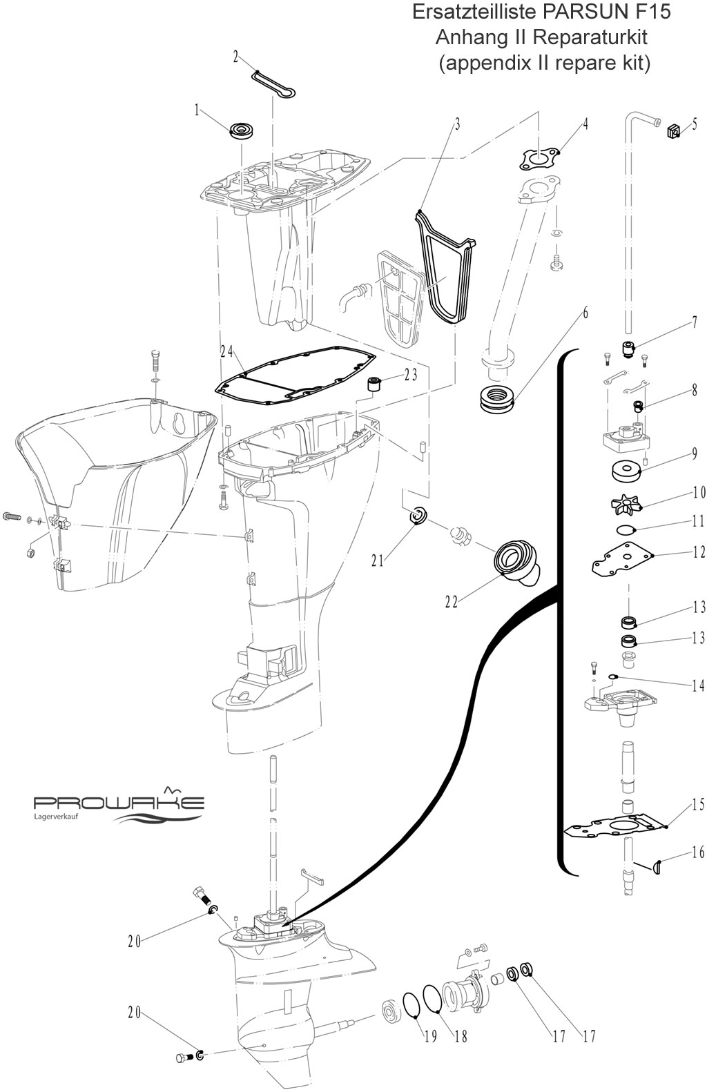 Parsun F15 (B)  Ersatzteile / Spare Parts: Reparaturset II