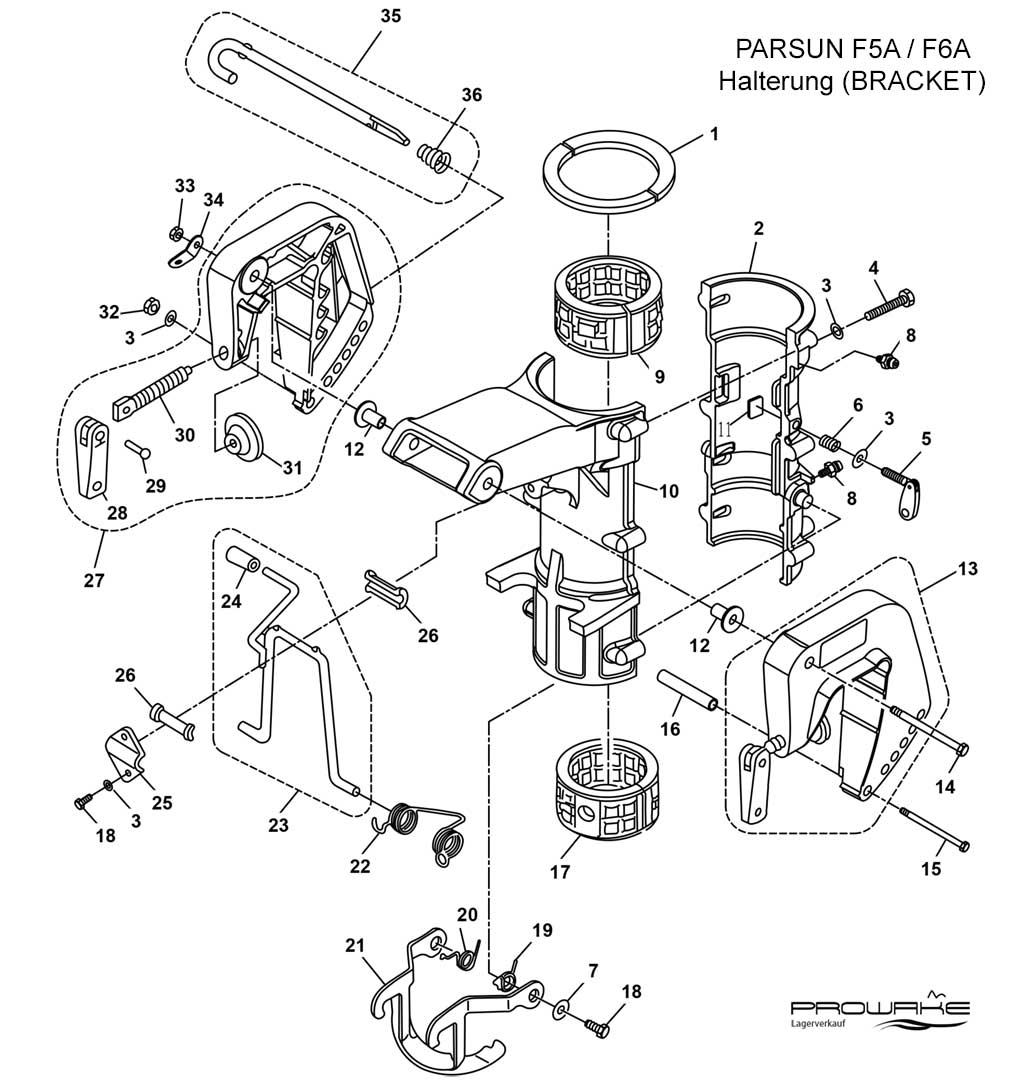 Parsun F6A  Ersatzteile / Spare Parts: Halterung