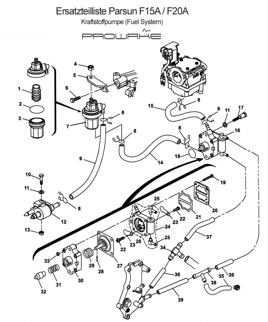 Parsun F15 (A) Ersatzteile / Spare Parts: Kraftstoffsystem