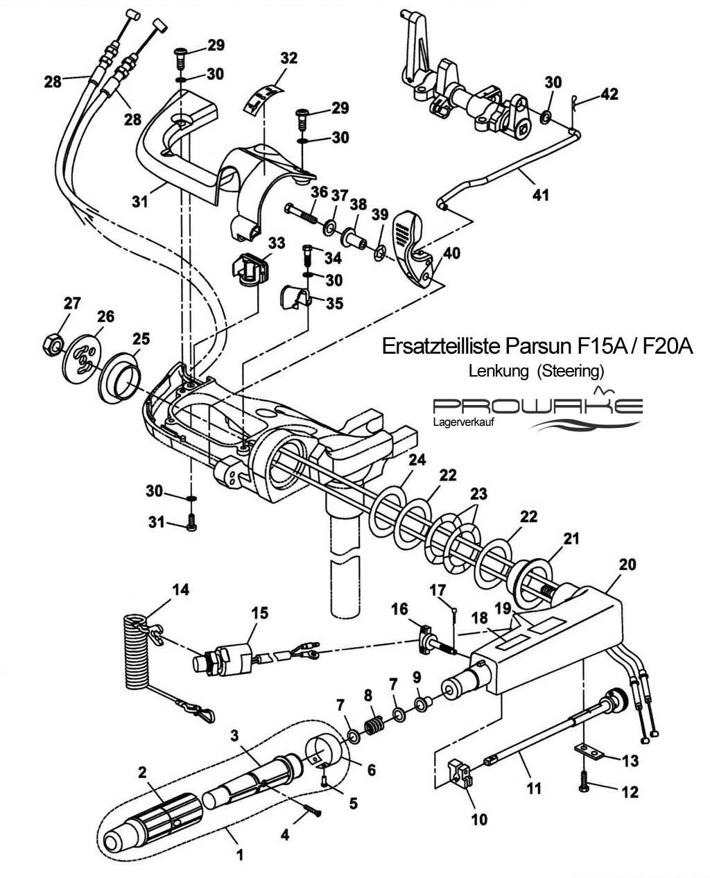 Parsun F15 (A) Ersatzteile / Spare Parts: Pinne-Lenkung