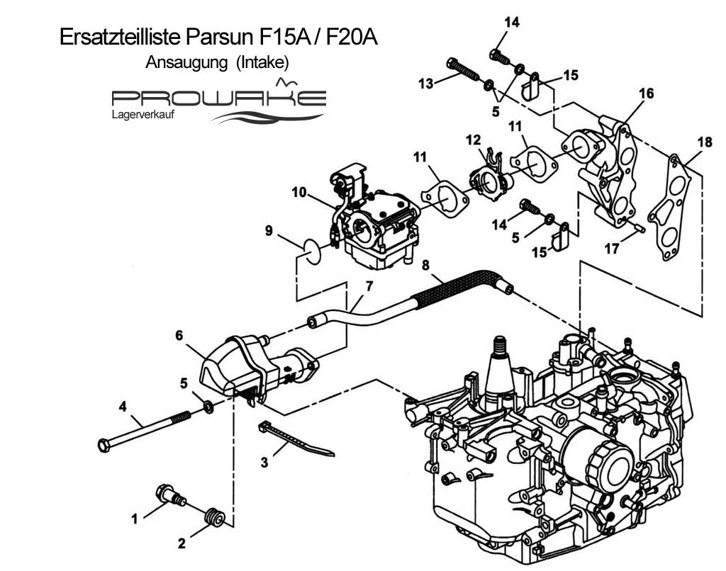 Parsun F15 (A) Ersatzteile / Spare Parts: Ansaugung