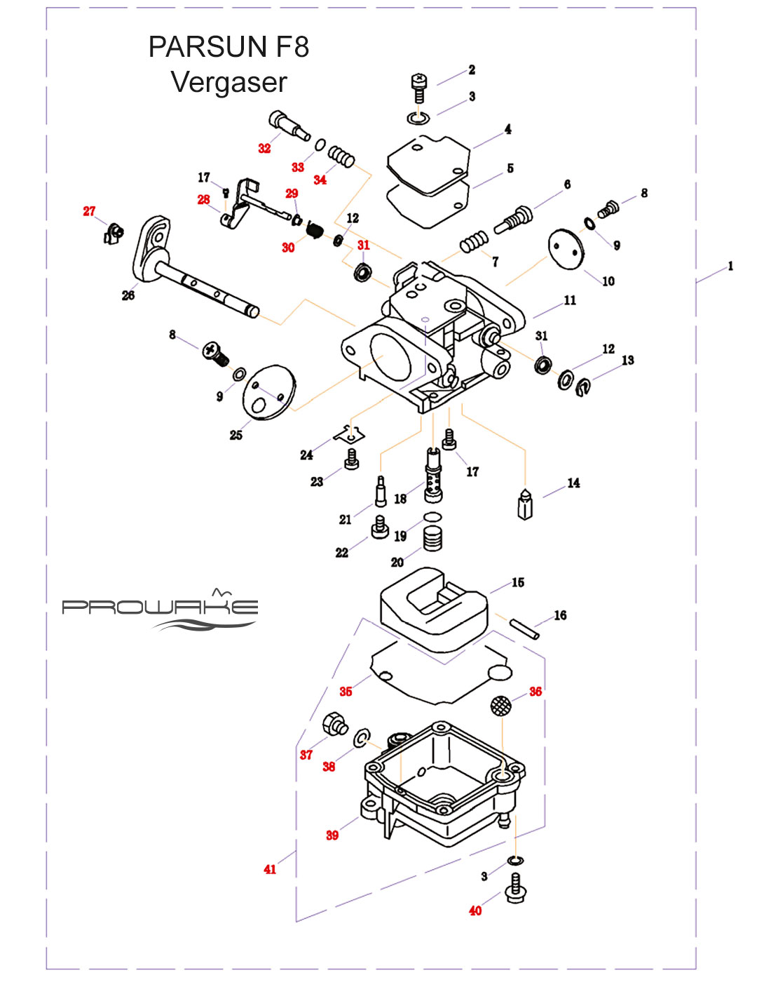 Parsun F9.8  Ersatzteile / Spare Parts: Vergaser