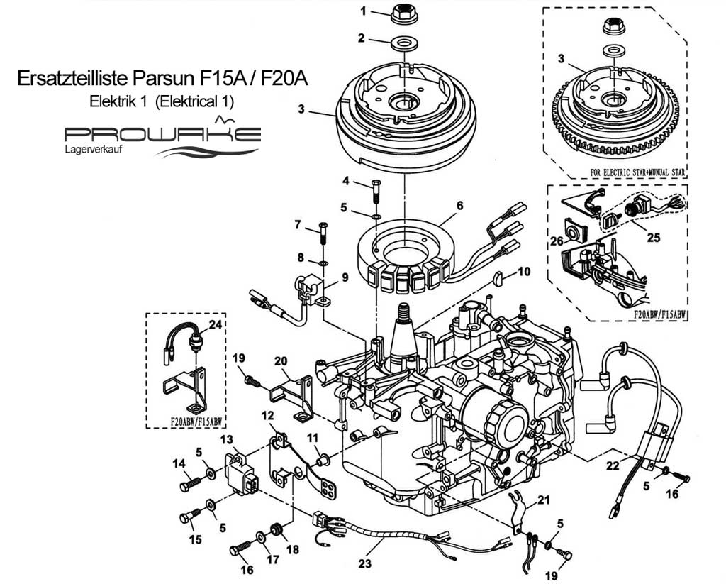 Parsun F15 (A) Ersatzteile / Spare Parts: Elektrik I