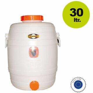 Speidel Getränkefass / Mostfass: Fass 30 Liter rund (Transportkanne / Gärfass / Kunststoff-Fass mit Schraubdeckel)