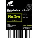 YERD 3x6m Abdeckplane mit Ösen, wasserdicht:  Gewebeplane pool- blau, 90g/m² starkes PE,  mit stabilen 12mm Aluminium-Metallösen, verstärkter Saum und extra verstärkte Ecken-Ösen