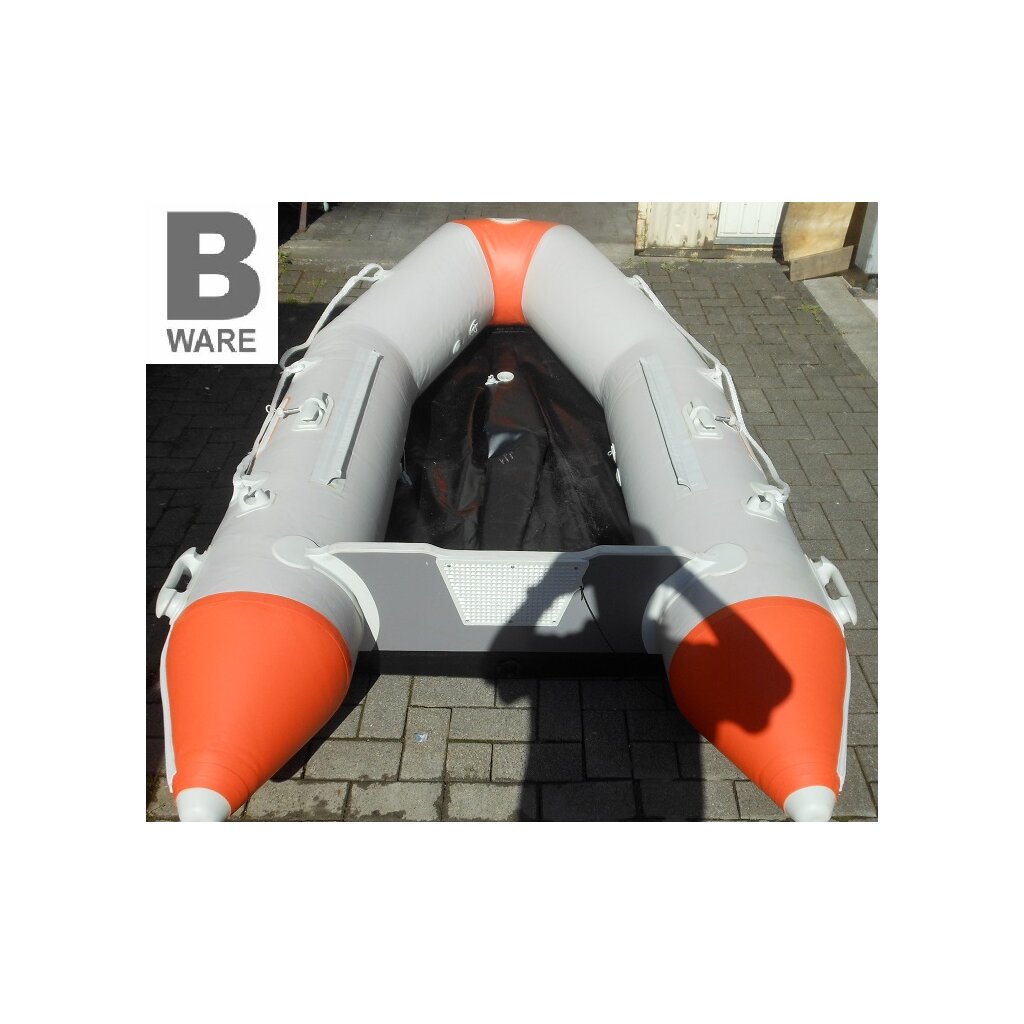 Schlauchboot Prowake Sport IBT265: 265cm lang mit Aluminiumboden - ideal für 3 Personen - orange/grau B-Ware (Schlaufe eingerissen,siehe Bilder)