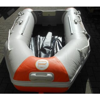 Details:   Schlauchboot Prowake Sport IBT265: 265cm lang mit Aluminiumboden - ideal für 3 Personen - orange/grau B-Ware (Schlaufe eingerissen,siehe Bilder) / Schlauchboot,Schlauchboote,Angelboot,Badeboot 