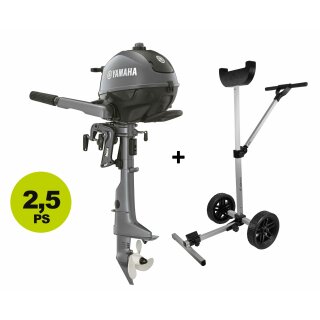 Yamaha F2.5BMHS 2.5PS Außenborder Set: 4-Takt Bootsmotor + Trolley  (Versand kostenlos *)